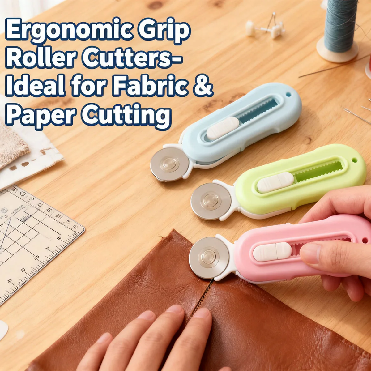 

Rotary Cutter Craft Knife | Durable Stainless Steel Blade, Easy Replacement, Comfort Grip | Multi-Color for Paper Fabric DIY