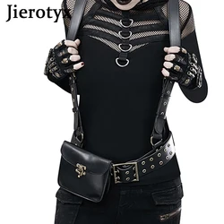 JIEROTYX Womens Vintage Small Leather Waist Bags for Women Fashionable Steampunk Pouch Adjustable Strap Mini Bag Gothic Style