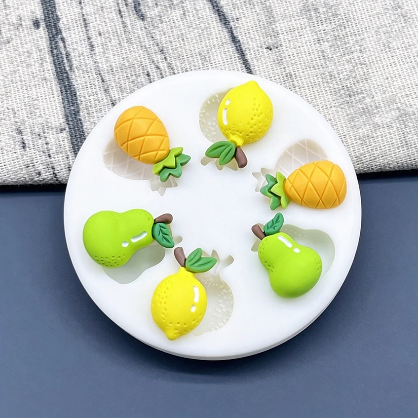 Ananas-, Birnen- und Zitronen-Silikonform für Zuckerkunst, Harzwerkzeuge, Schokoladen-Cupcake-Backform, Fondant-Kuchendekorationswerkzeuge – Detail 2