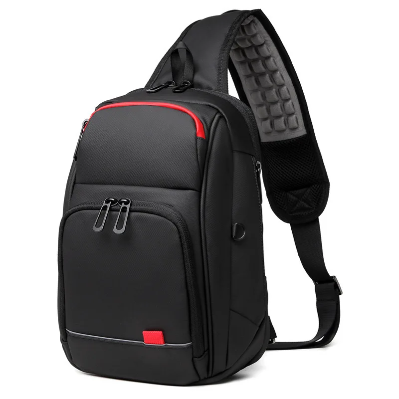 Cool Man Anti Theft Crossbody Bag with USB Charging Chest Pack Large Capacity Lightweight for Short Trip Gym Sports Motorbike