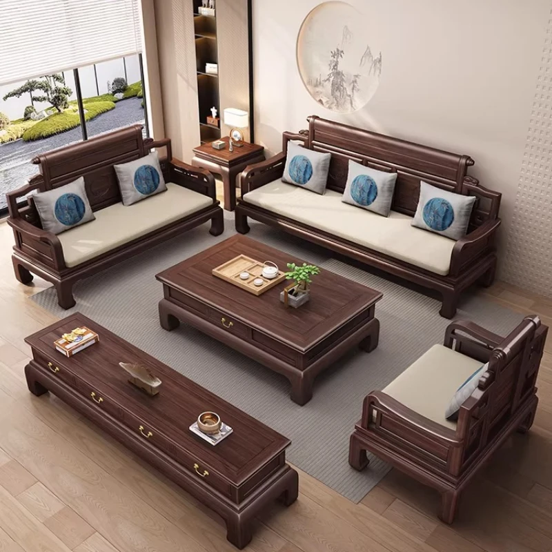 

Chinese golden rosewood solid wood sofa combination living room winter and summer dual-purpose apartment classical