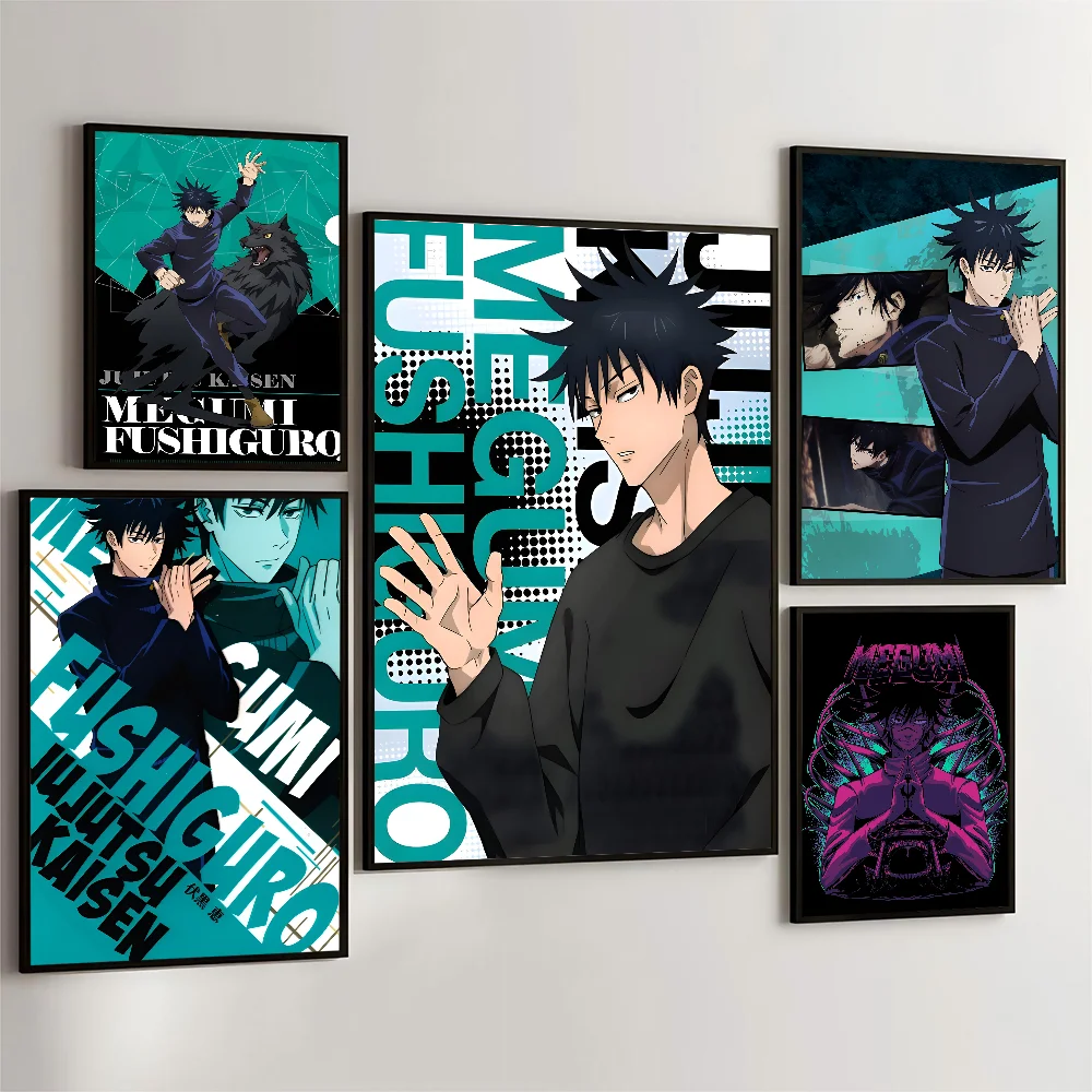 1PC Fushiguro Megumi Poster Movie Sticky Posters Retro Kraft Paper Sticker DIY Room Bar Cafe Aesthetic Art Wall Painting