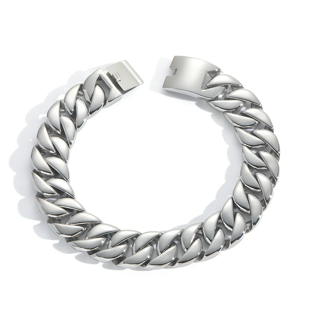 

Wholesale Stainless Steel HipHop Cuban Jewelry 32mm Silver Chain Necklace For Men Women