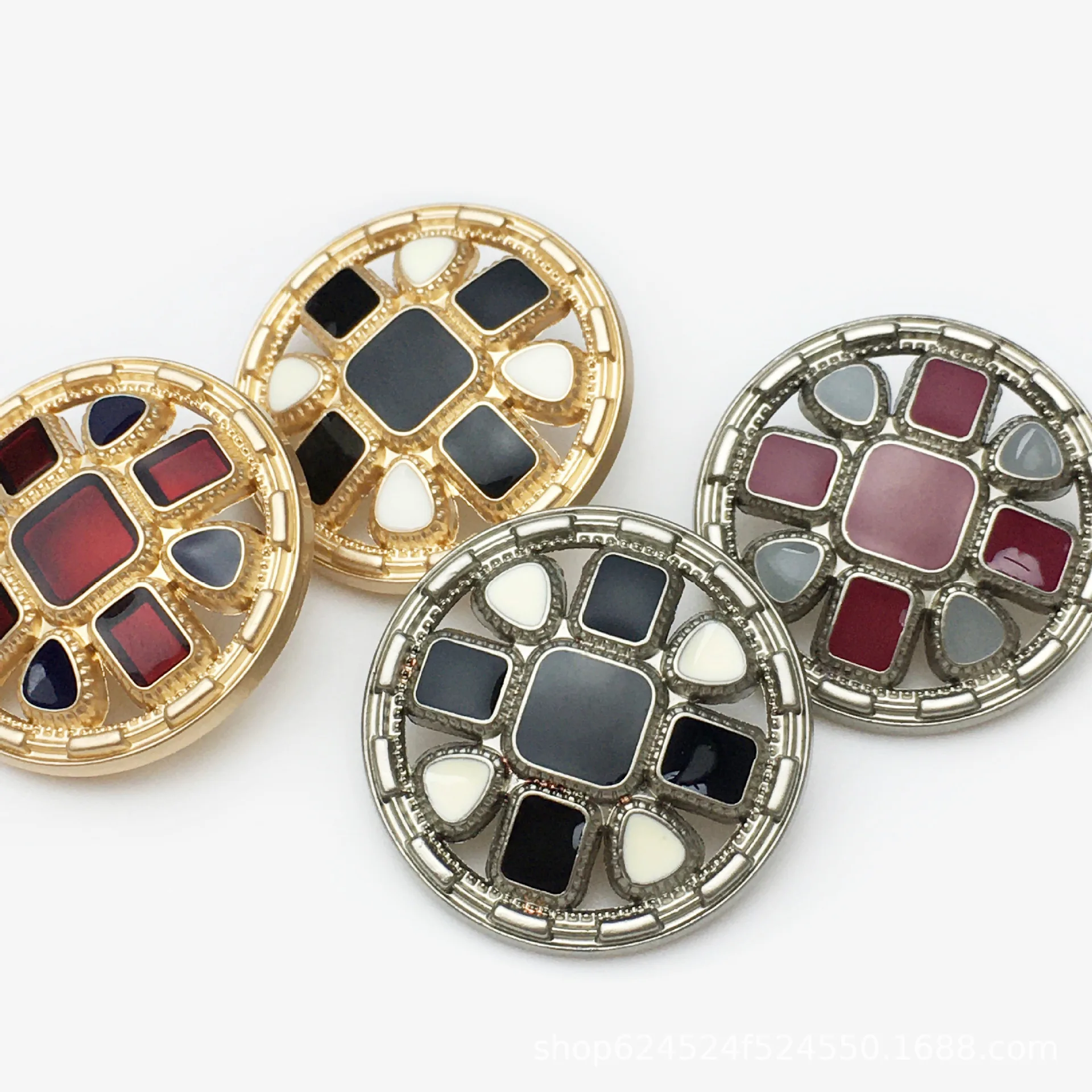 10Pcs/lot 18-25mm Cross Red Colored Metal Button Coat Decorative Jacket With High-End Circular Buttons N679