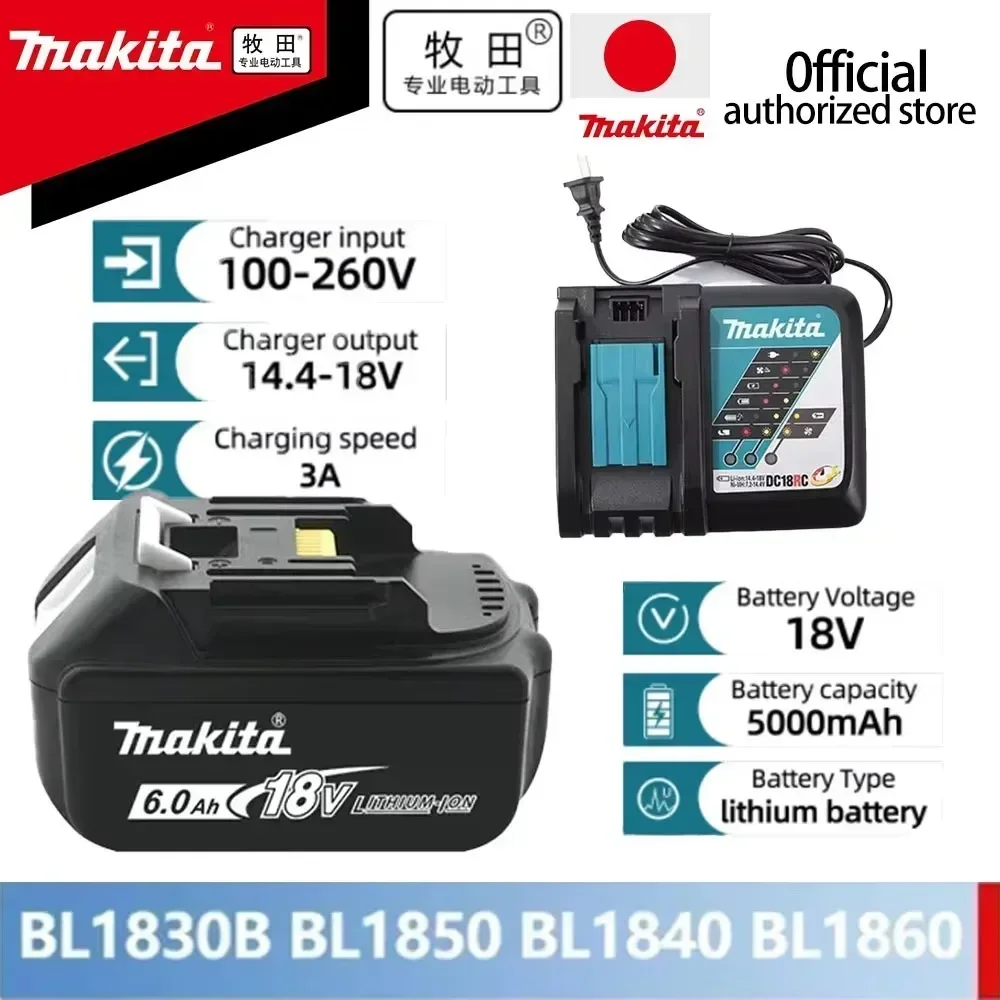 

Genuine Makita 18V 6A Rechargeable Lithium Ion Battery With Battery indicator For Makita BL1830 BL1840 BL1850 Power Tool Battery