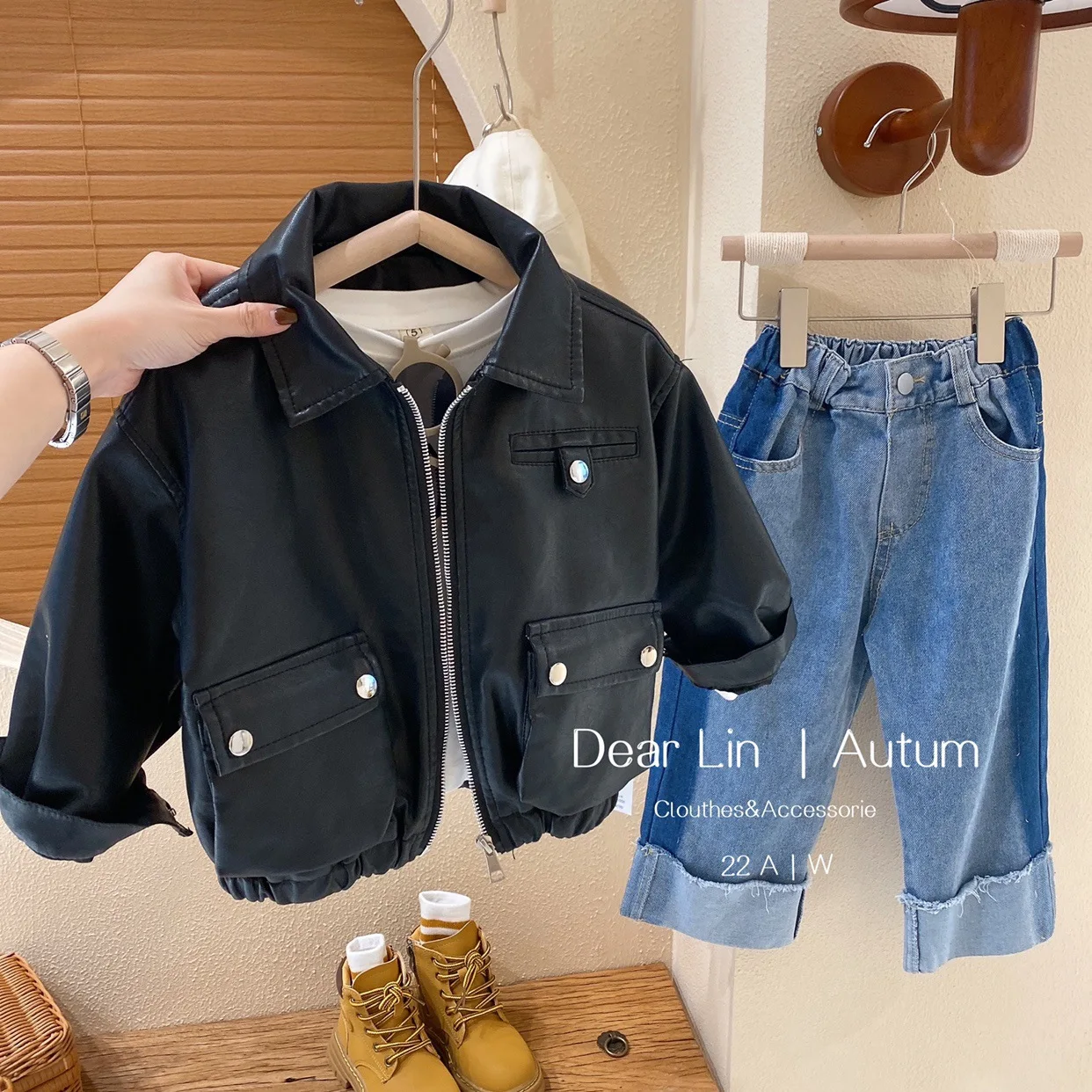 

Leather Jacket 2025 Autumn Clothing New Children's Clothing Spring and Autumn Baby Small Leather Jacket Little Girl Leather