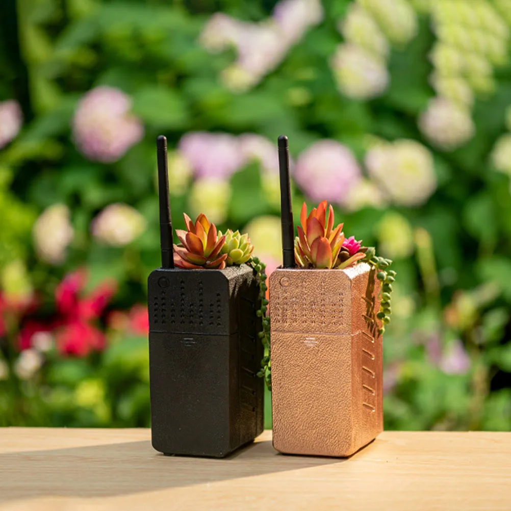 

Vintage Resin Flower Pot Cell Phone Shape Decorative Planter Retro Garden Plant Container Black Durable for Succulents