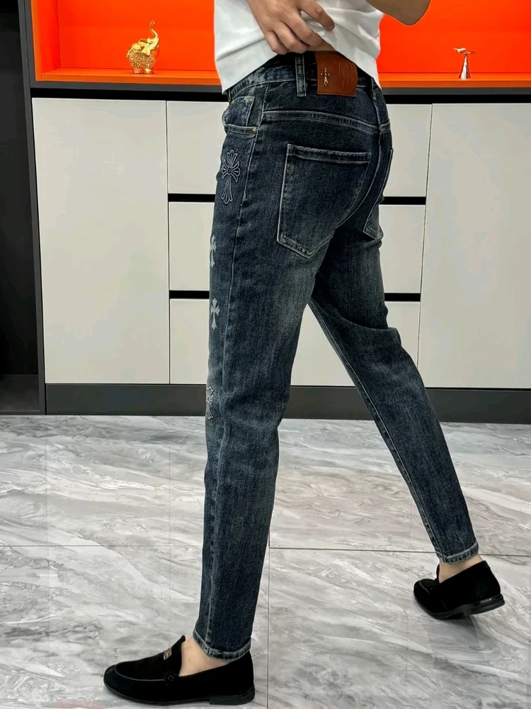 

High-Quali Faionable Men's Jeans Sli Haome Trendy Premium Lightweight Versatile Mid-Waist Slim Fit Stand Version
