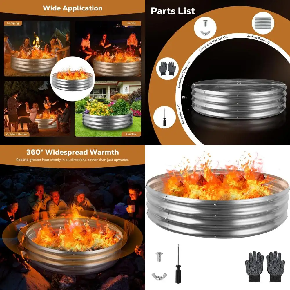 

Кольцо для костра диаметром 60 дюймов, оцинкованное, для использования на открытом воздухе и в кемпинге