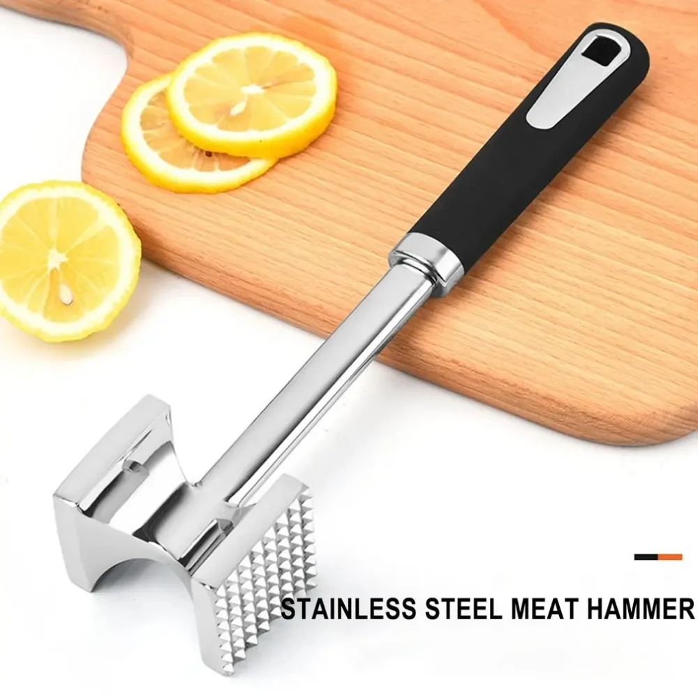 Martillo para carne suelta, ablandador de carne a cuadros de doble cara, ablandadores sueltos de acero inoxidable, utensilios de cocina portátiles para carne