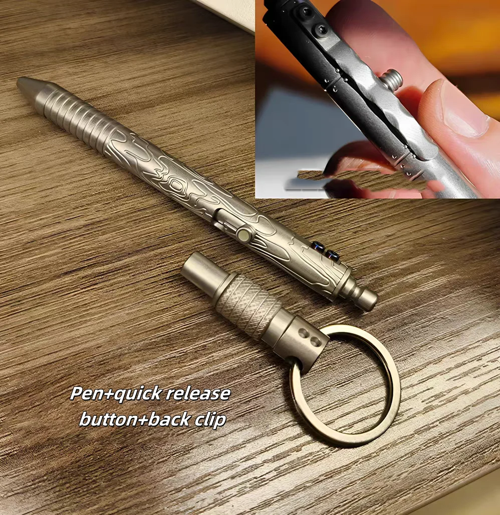 TC4 Titanium Alloy Tactical Pen LED Flashlight EDC Writing Tool Self Defense Keychain Survival Gear Gift for Men