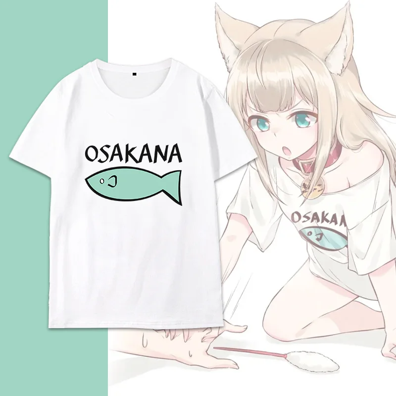 

Anime Kinako Cosplay Costume Print T-shirt Kawaii Women's T-shirts Summer Short Sleeve Tee Indoor Clothes Woman Clothing