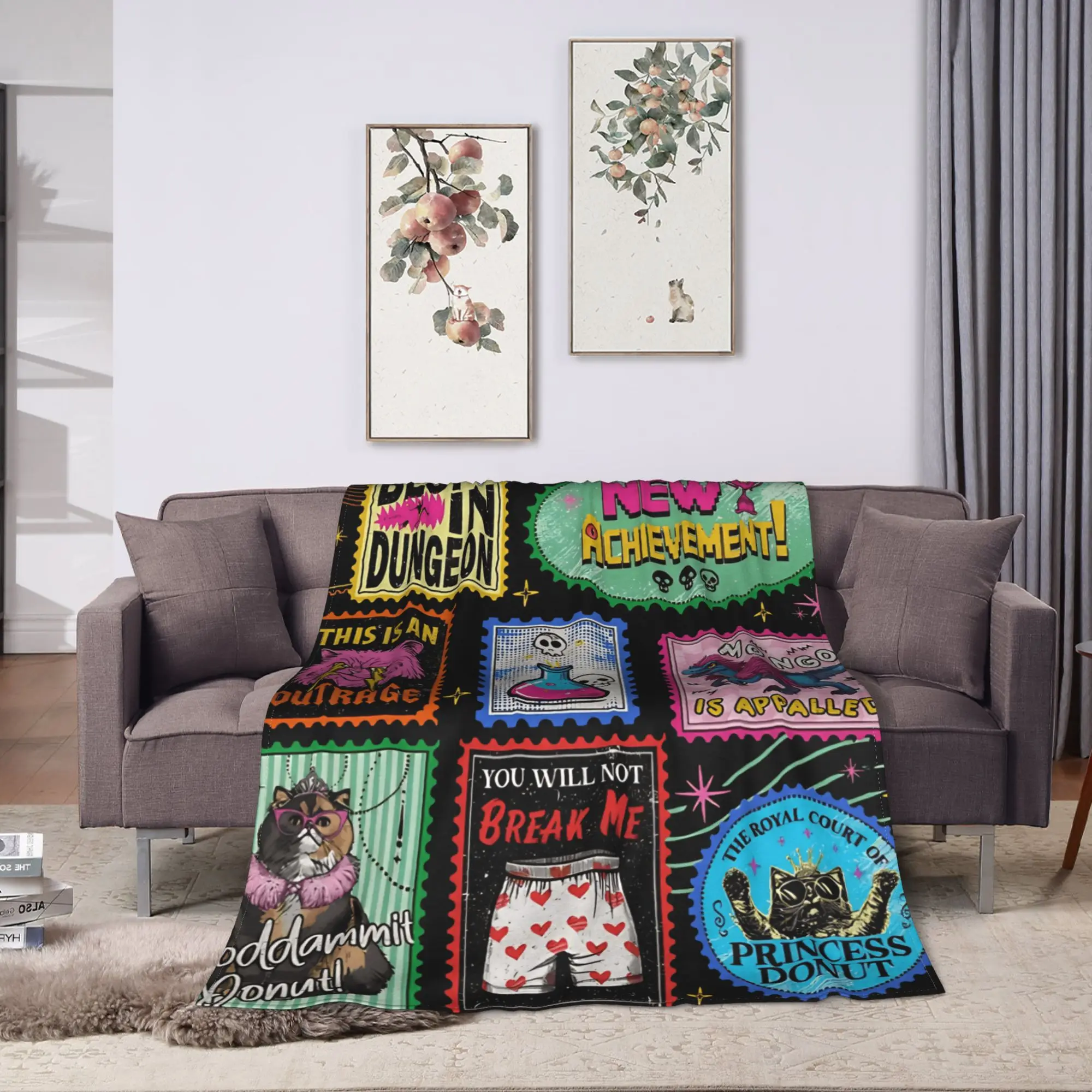 Donut Cat Dungeon Crawler Carl Plush Blankets Children  Flannel Bedding Throws For Bedroom Soft Warm  Quality Bedspread Gift