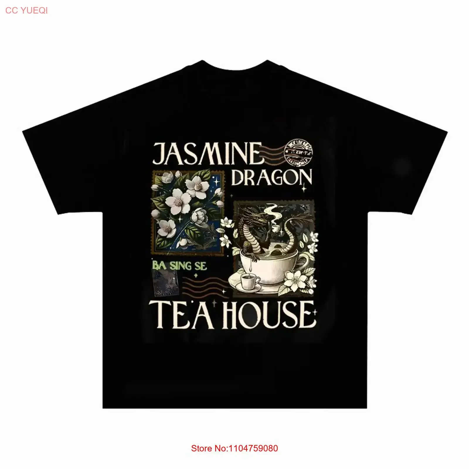 Jasmine Dragon Tea Shop Retro T Shirt short sleeve S 5XL vintage Washed Stylish Comfortable Slightly Breathable streetwear