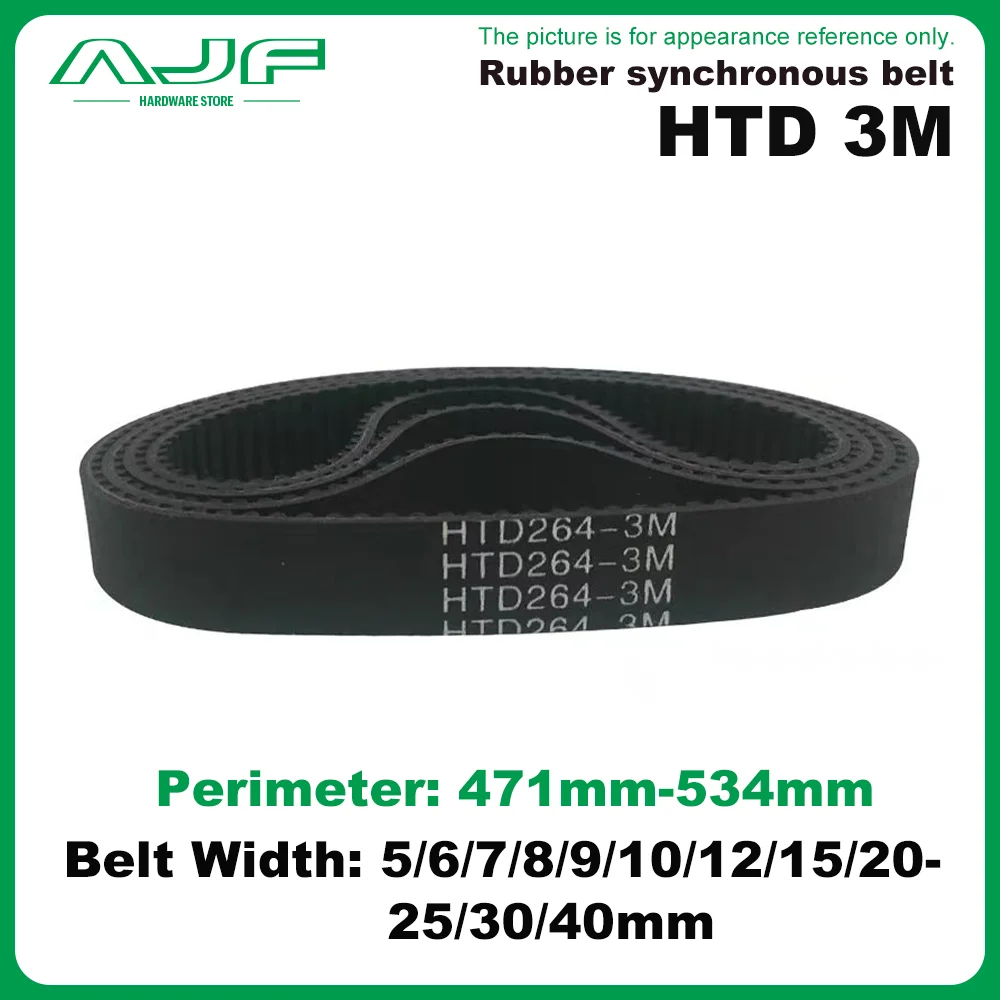 

Arc HTD 3M Timing belt Length 471mm-534mm width 5/6/8/9/10/12/15/20/25/30/40mm Rubbe Closed Loop Synchronous pitch 3mm