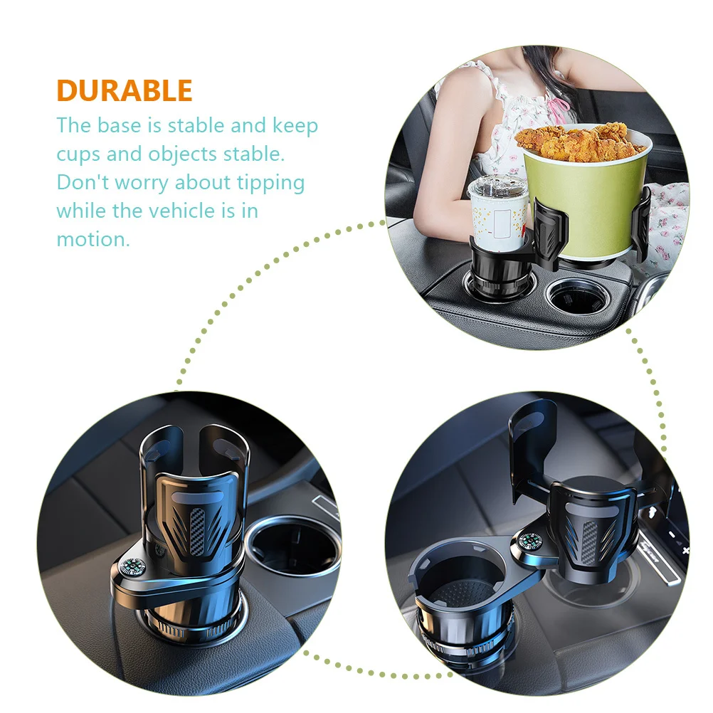 

Car Cup Holder Expander 2 in 1 with Compass ABS Material 360 Degree Rotation Auto Vehicle Drink Holder for Phone Water Bottle