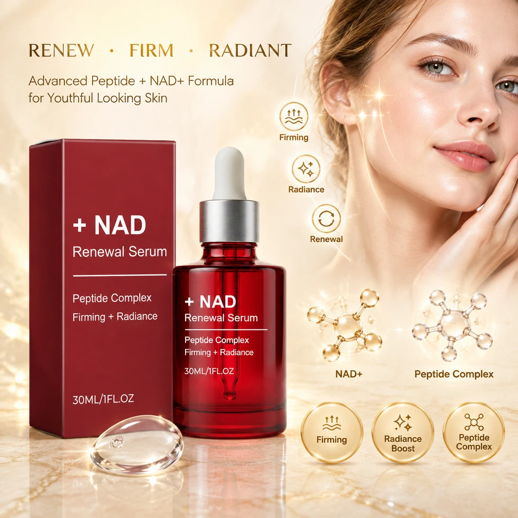 NAD+ Peptide Firming Serum Hydrating Renewing Essence Plumping Smooth Skin Boosts Elasticity Tighten Pores for Daily Skinare