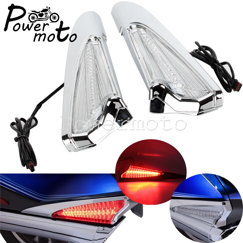 

1Pair Motorcycle Rear Saddlebag Accent Swoop LED Light Case Cover Chrome For Honda Gold Wing GL1800 Goldwing GL 1800 F6B 2018-up