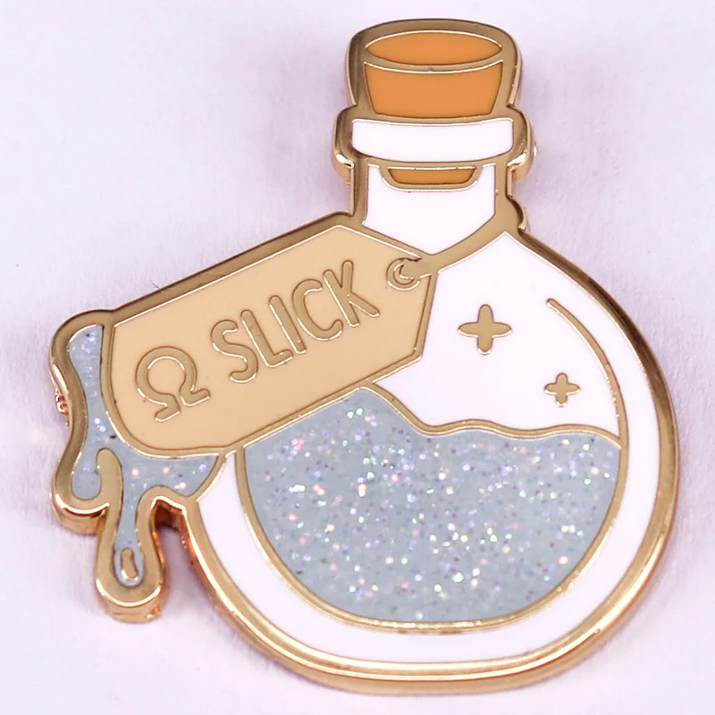 Omega-Glitter Bottle Hard Enamel Pin ABO Novel Lapel Pin Fanfiction Brooch