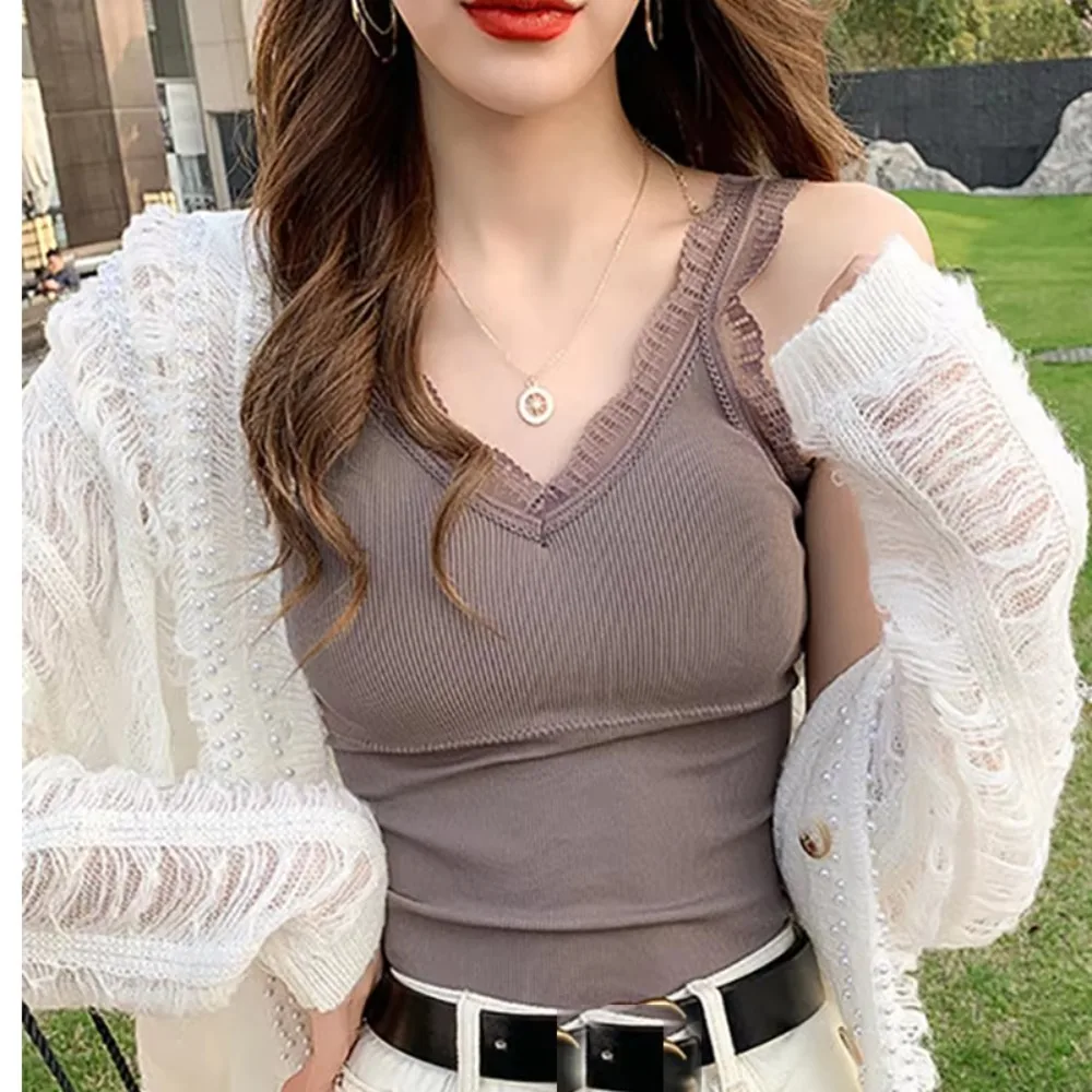 

Summer Top Women Sleeveless Lace Tank Top Sexy Women's T-shirt Vest Bra Female Vest Tops White Black Underwear Women Lingerie