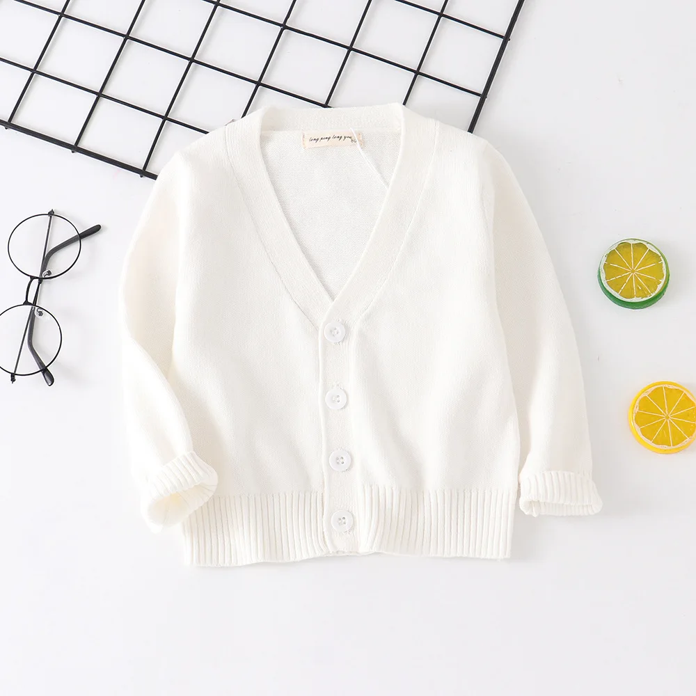 Baby Kids Cardigan Spring New Casual Long Sleeve V-neck Knitted Sweater for Boys 2-9 Years Fashion Versatile Girls Tops Clothes