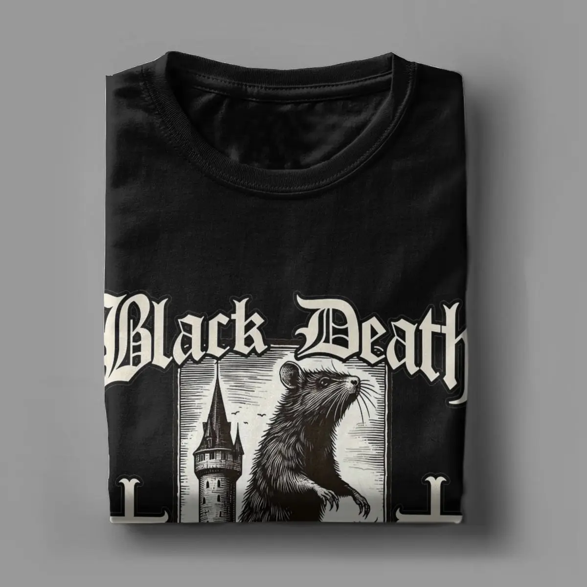 Black Death European Tour 1347-1351 Big Rat Men T Shirt Vintage Tees Short Sleeve T-Shirt Pure Cotton Plus Size Clothing