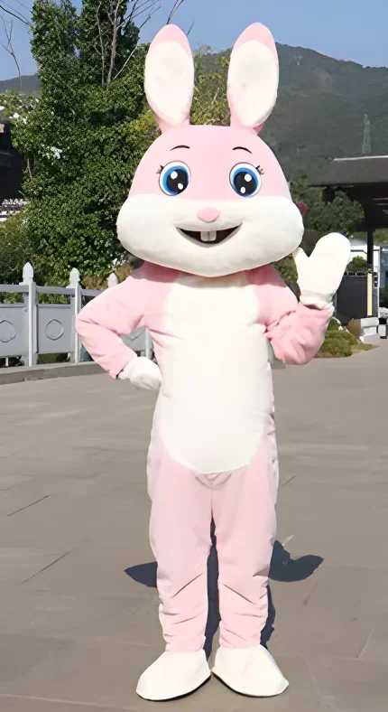 성인 토끼 마스코트 코스프레 의상, 세트 핑크 레드 화이트 부활절 토끼 코스튬, 2025