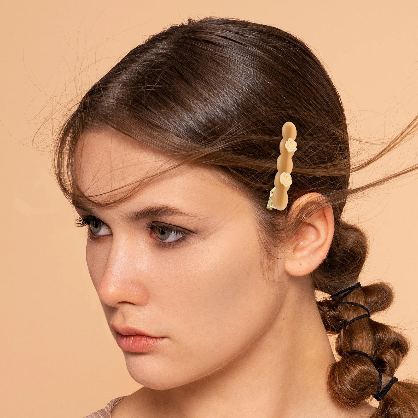 

2pcs Acetate Rose Flower Hair Clamps Side Bangs Duckbill Women Thick Hair Styling Bridal Valentine Barrettes Lightweight