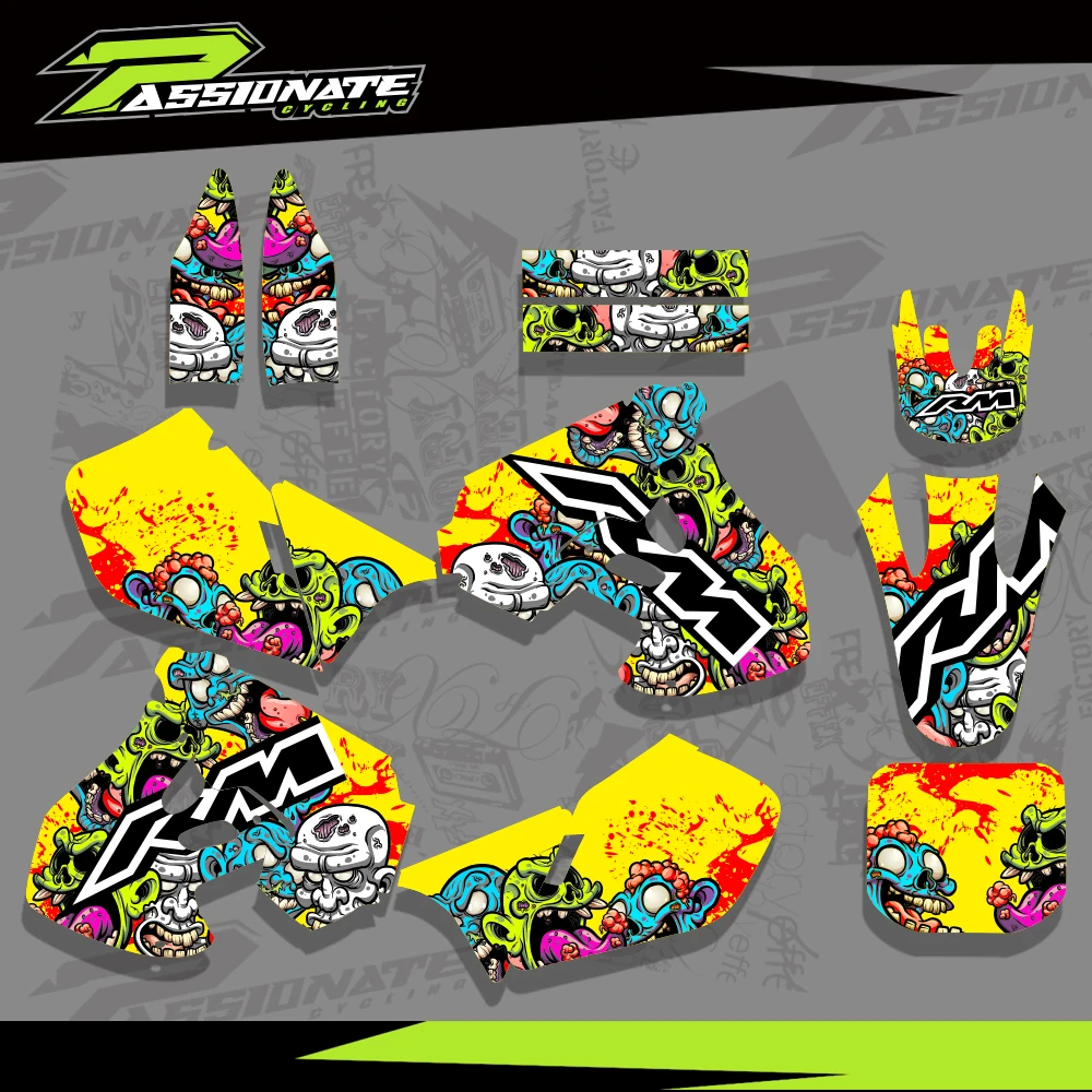For SUZUKI RM125 RM250 RM 125 RM 250 1999 2000 Graphics Decals Stickers Motorcycle Background Custom Number Name