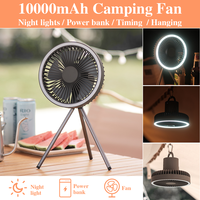 Portable Electric Camping Fan 10000mAh Rechargeable Desktop Fan Power Bank Mini USB Air Cooler Wireless Circulator