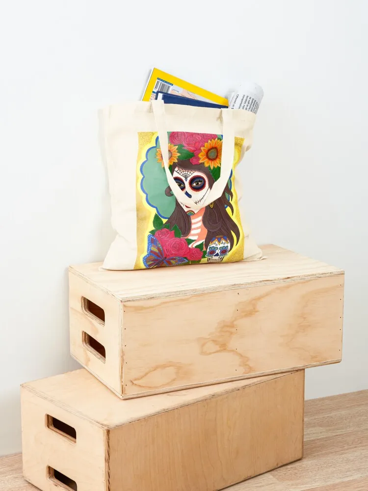Sugar Skull Girl Tote Bag Eco bag shoping bag tote woman foldable reusable