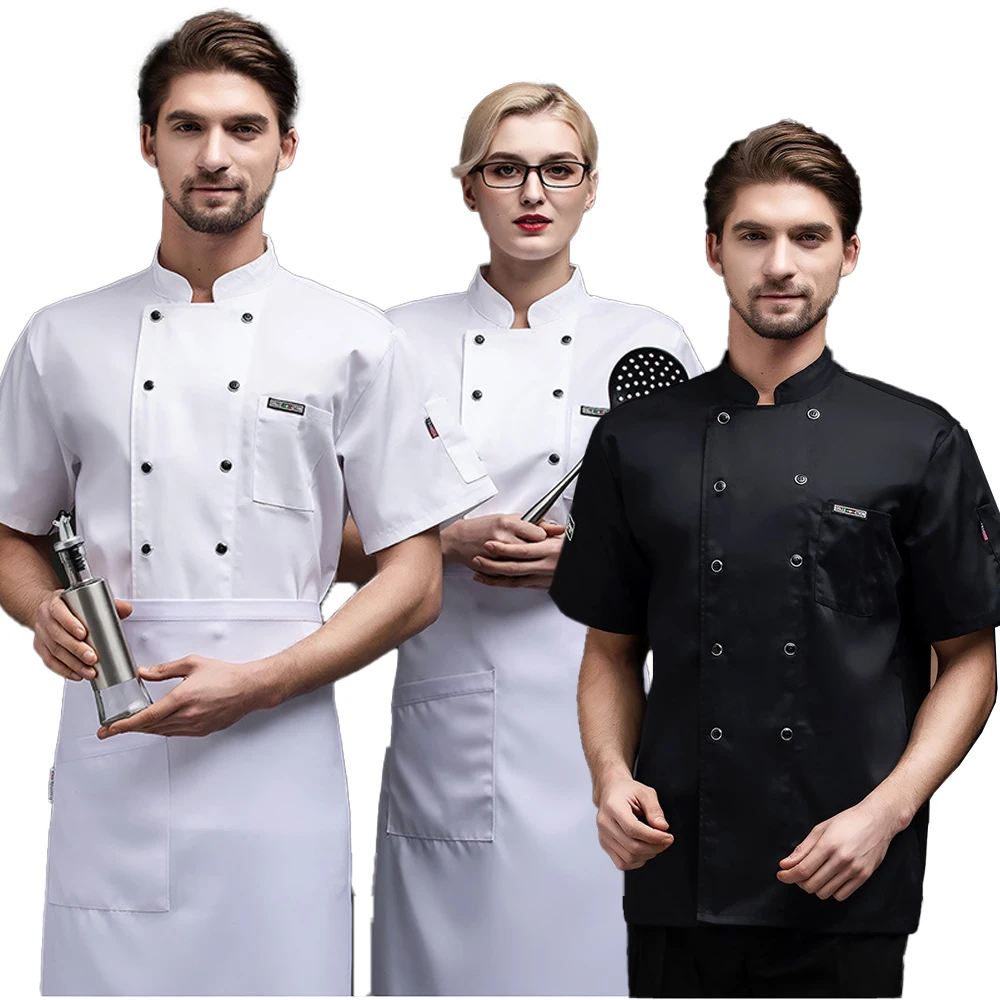 chef-costume-jacket-restaurant-hotel-work-clothes-double-breasted-chef-uniform-summer-short-sleeved-comfortable-breathable-model