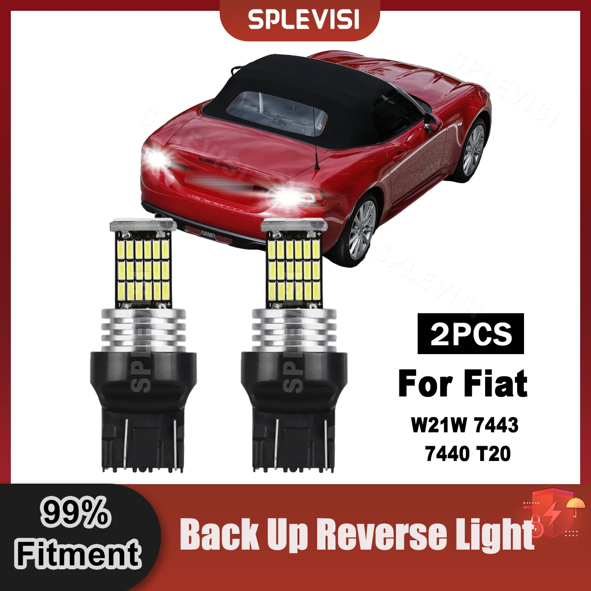 1 Pair LED Reverse Light Accessories Blub W21W 7443 7440 T20 Canbus Backup Lamp For Fiat 124 Spider 2016-2017 Freemont 2011-2017