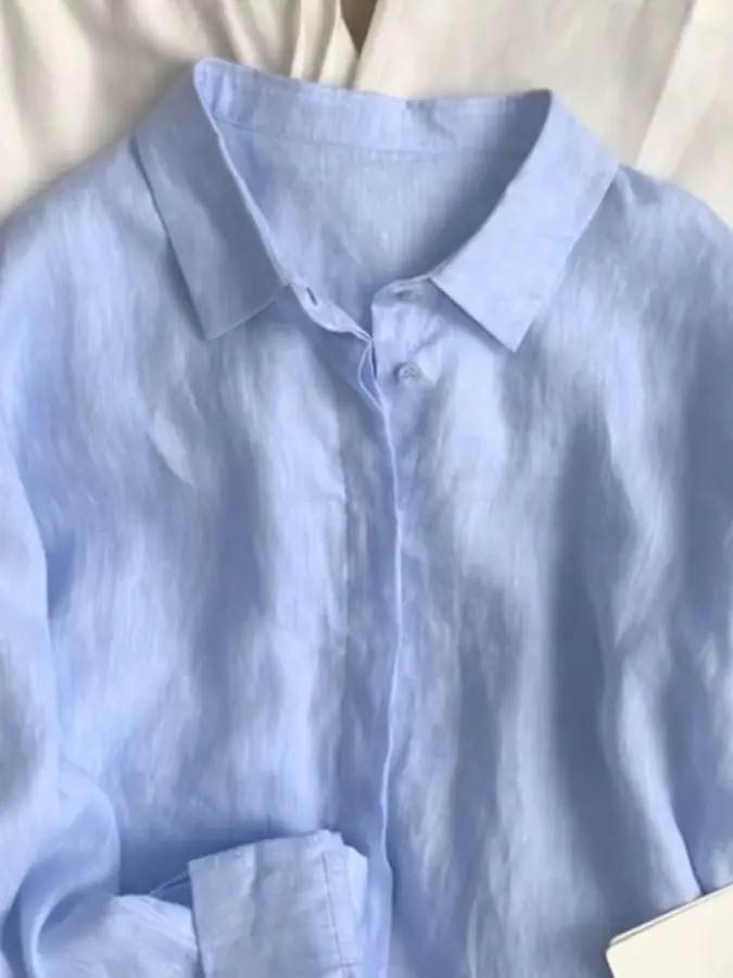 الكتان الأزرق irt المرأة الصيف رقيقة فضفاضة طويلة Sve الحماية من الشمس القطن الكتان الأعلى الكورية Sle تخفيف الرياح لصق نمط