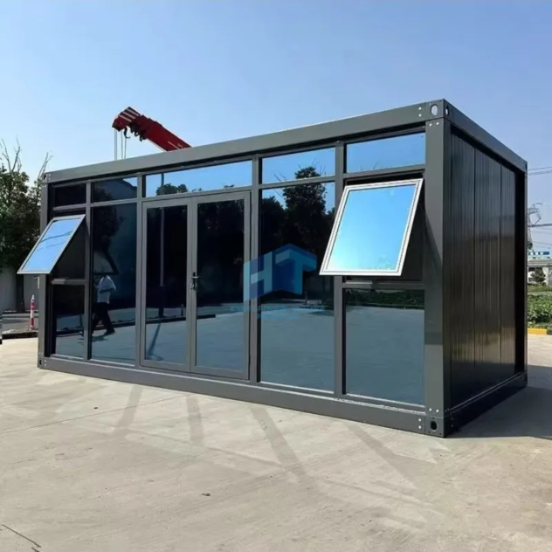 وحدات حديثة 20ft زجاج مصغر جاهز للمكتب المحمول طقم جاهز للمقصورة حاوية منزلية لاستخدام غرفة النوم