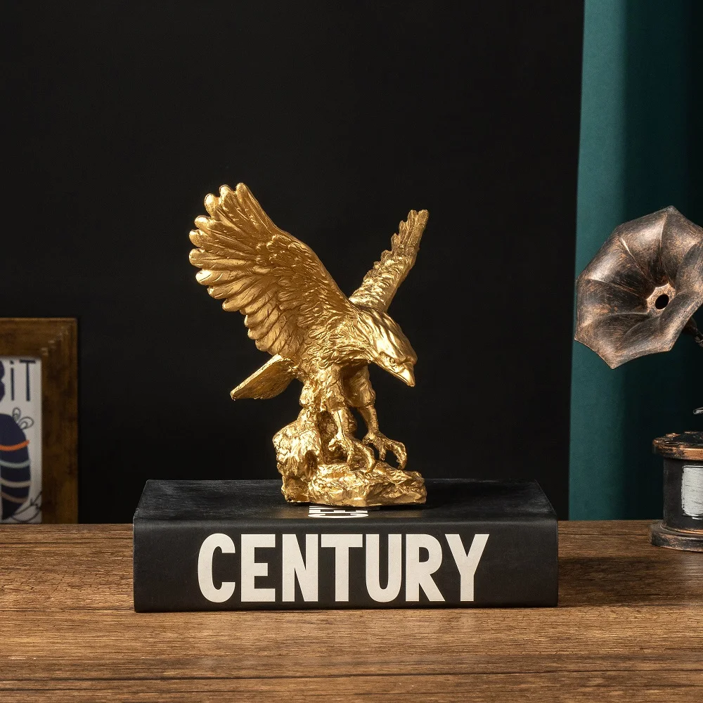Nordic Resin Golden Eagle Falcon Statue Craft Sculpture Decoration Home Living Room Office Desktop Cabinet Decoration view 2