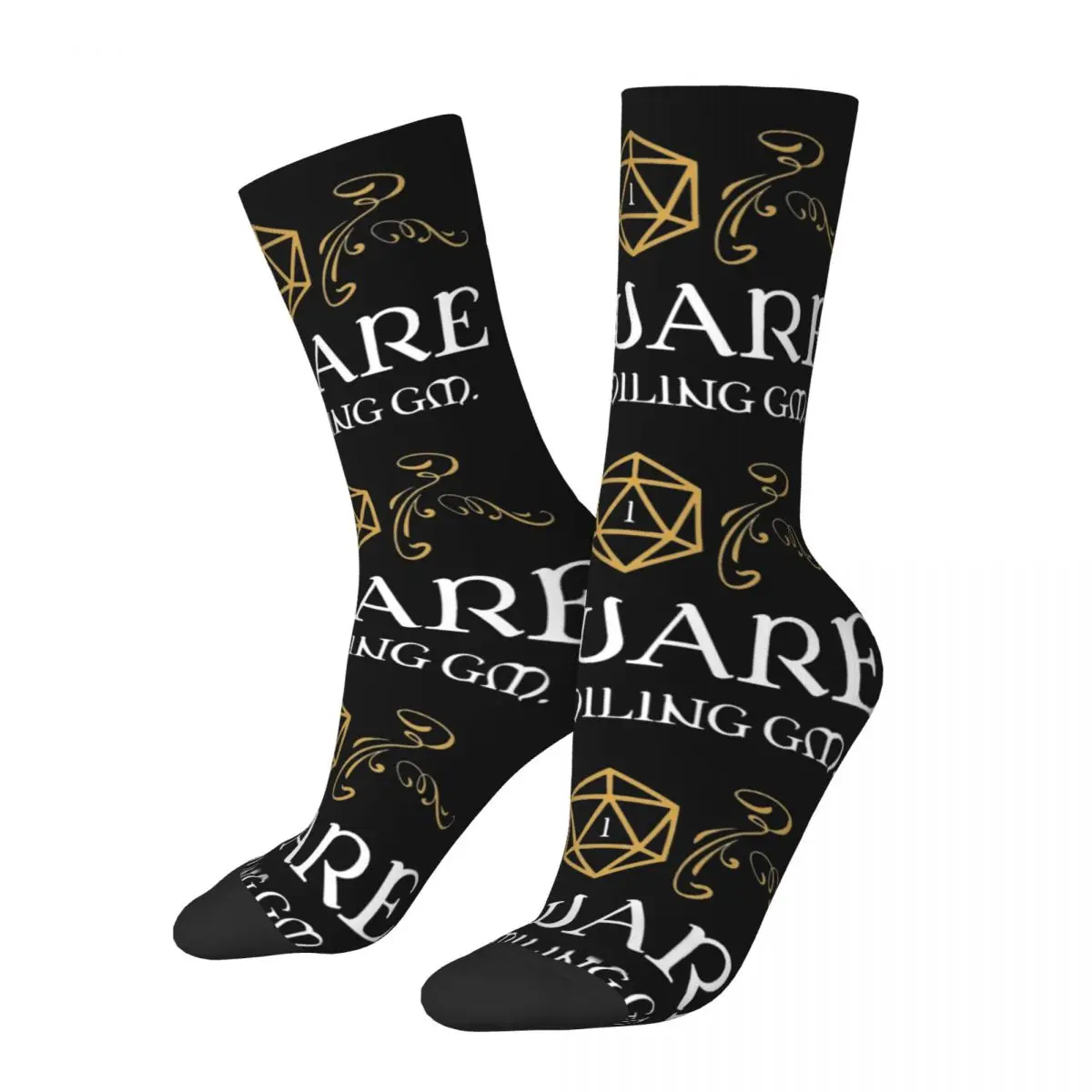 Crazy Design Beware The Smiling Master Gaming Basketball Socks Dungeon Dragon Polyester Crew Socks for Unisex Breathable