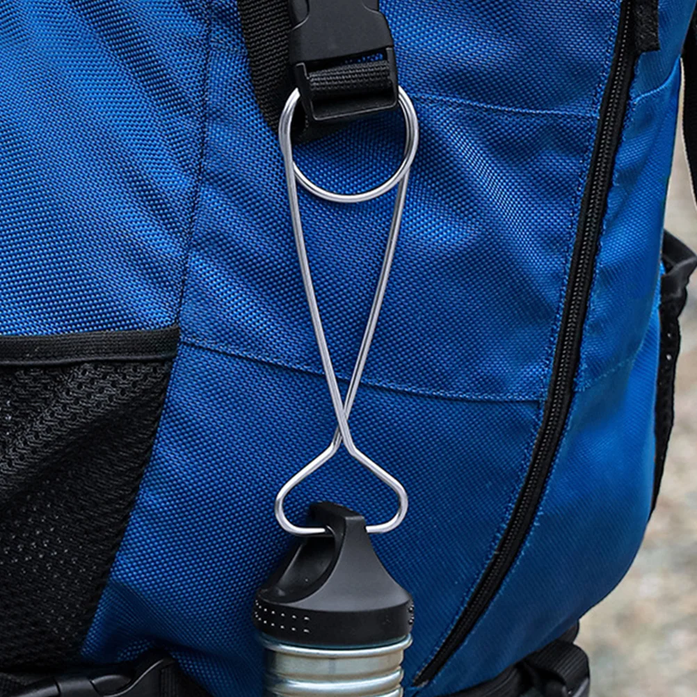 

2pcs Stainless Steel Bottle Hanger Fish Camping Cooking Pot Hook Outdoor Utensil Silver MultiPurpose