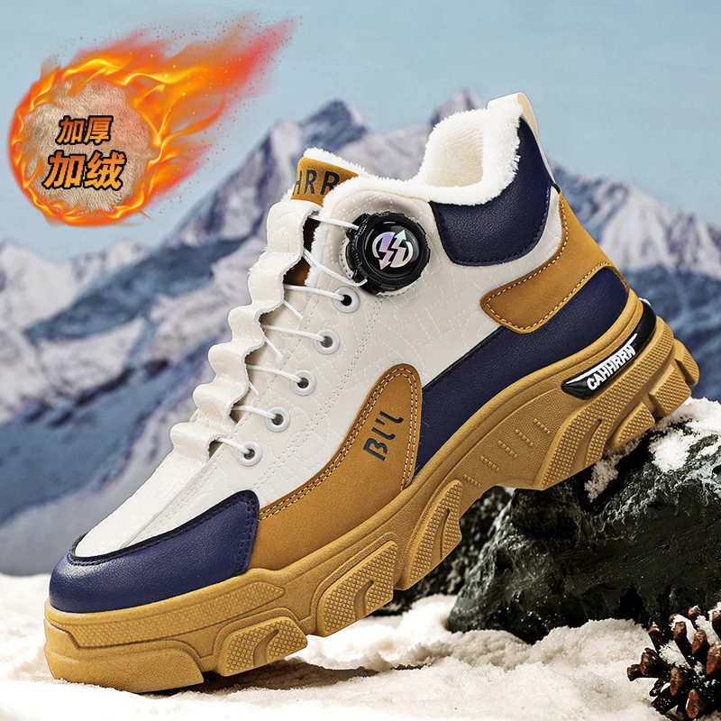 Zapatos de caña alta con forro polar, calzado deportivo de moda para el trabajo, zapatos casuales versátiles de algodón para el invierno MH080