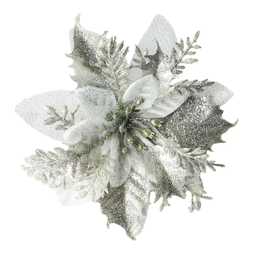 Bringen Sie Freude und Festlichkeit in Ihren Weihnachtsbaum mit dieser Weihnachtsstern-Glitzerblume und hängender Weihnachtsfeierbaumdekoration