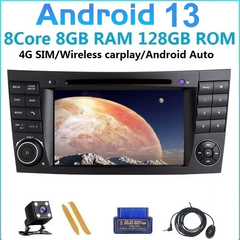 4G SIM Android 13 Auto Radio For Mercedes Benz E Class W211 CLS W219 G W463 GLK W209 GPS Navigation Car Multimedia Player No CD