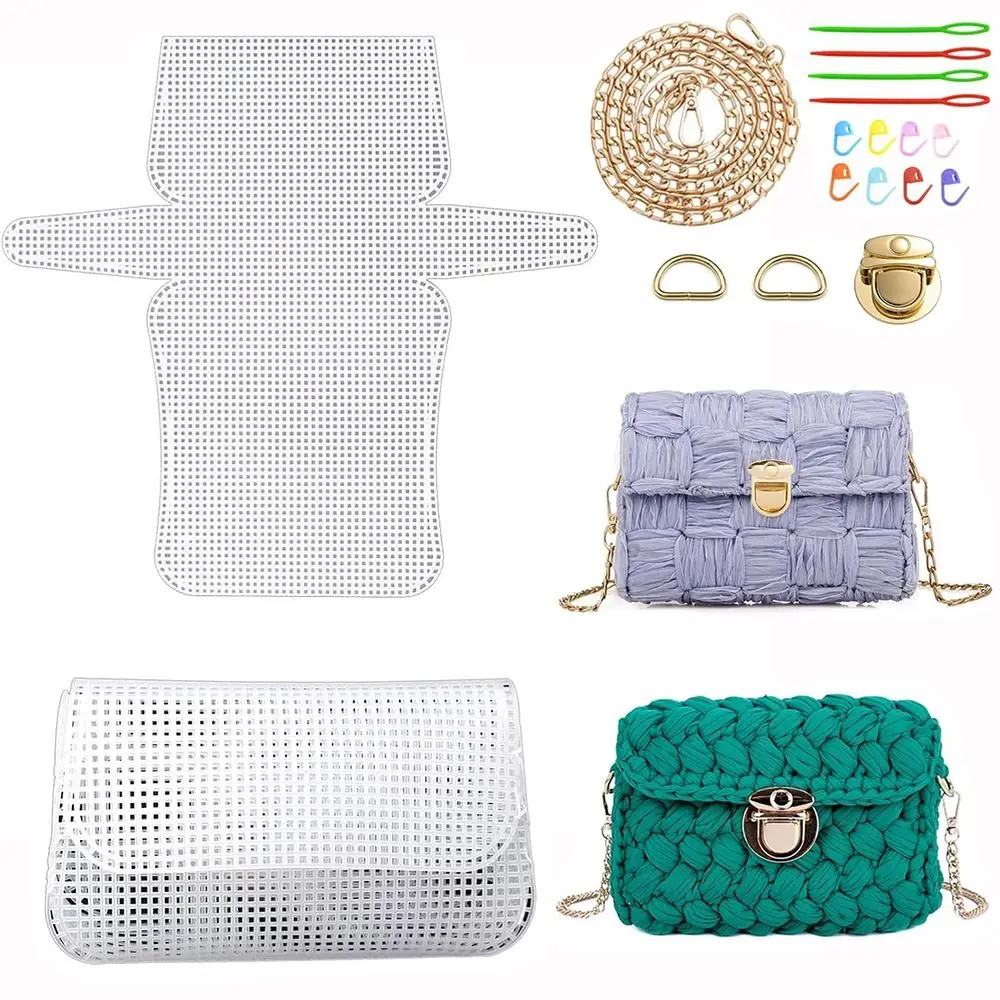 Bag Accessories Plastic Bag Mesh Grid Set Handmade White Knitting Plastic Mesh Kit Mesh Plastic Canvas