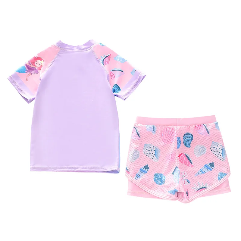 Happyflute-bañador de 2 piezas para niñas, ropa de baño infantil con estampado, Bikini dividido encantador