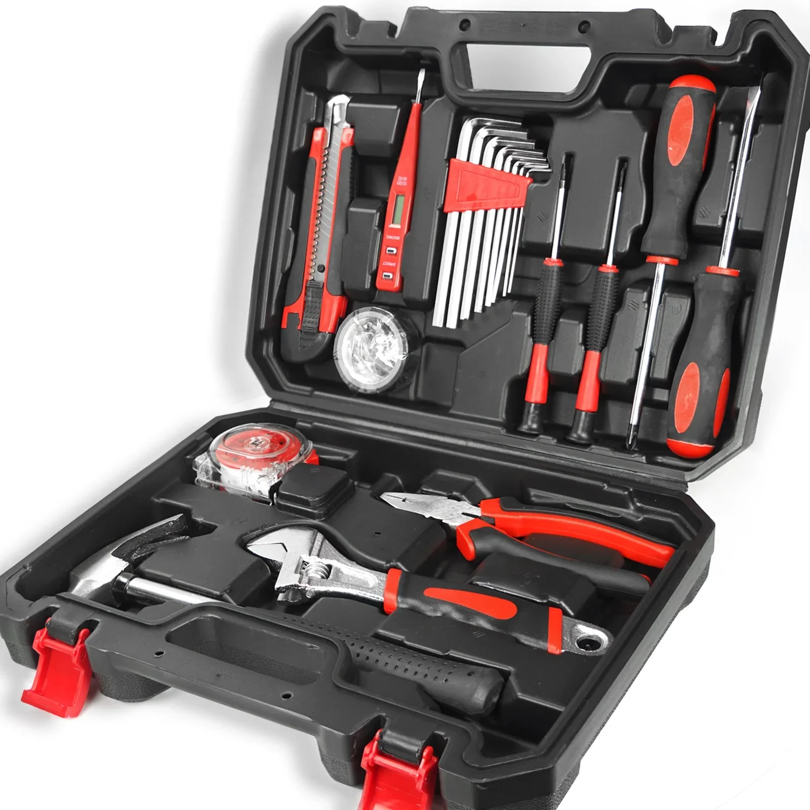 19/43/108Pcs Complete Home Repair Tool Set, Includes Socket Wrench, Hammer, and More - Comes in a Convenient Plastic Storage Box