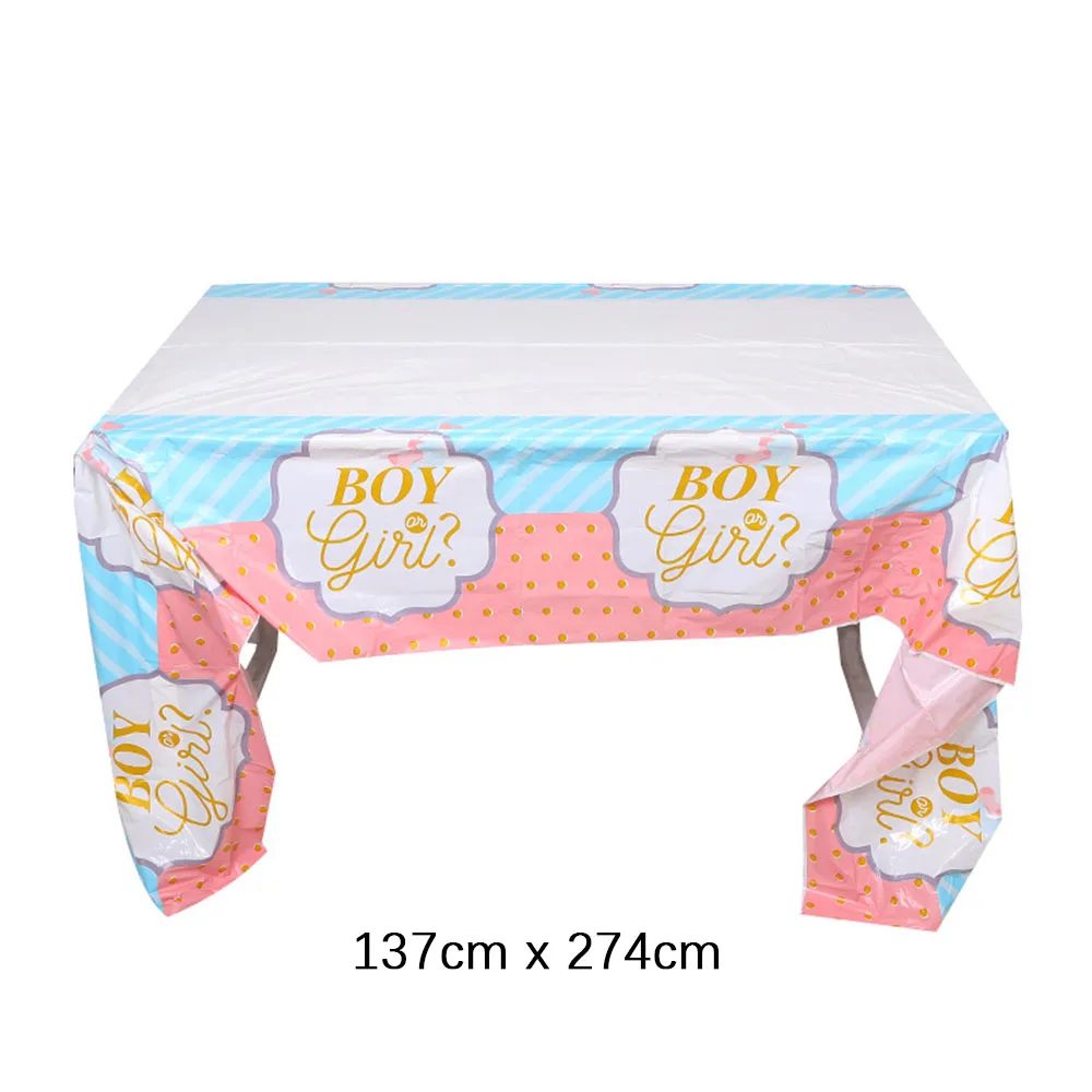 فتاة لصبي أدوات المائدة القابل للتصرف الجنس تكشف ورق للاستعمال مرة واحدة كأس لوحة راية مفرش المائدة للجنسين تكشف ديكور الحفلات