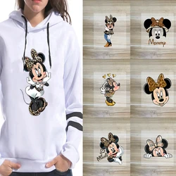 Parches de Disney de Mickey y Minnie Mouse para ropa, pegatinas de transferencia de calor, parche de planchado de Anime, calcomanías, pegatinas de vinilo para ropa DIY