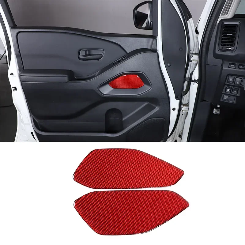 For Nissan Frontier 2024+ Car Door Panel Decorative Stickers Soft Carbon Fiber Interior Accessories 2 Pcs