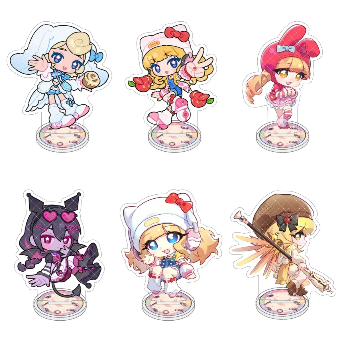 

10cm Overwatch 2 Game Acrylic Stand keyring Mercy Tracer Widowmaker Lucio D.Va Chibi Cute Desk Decor Fan Gift