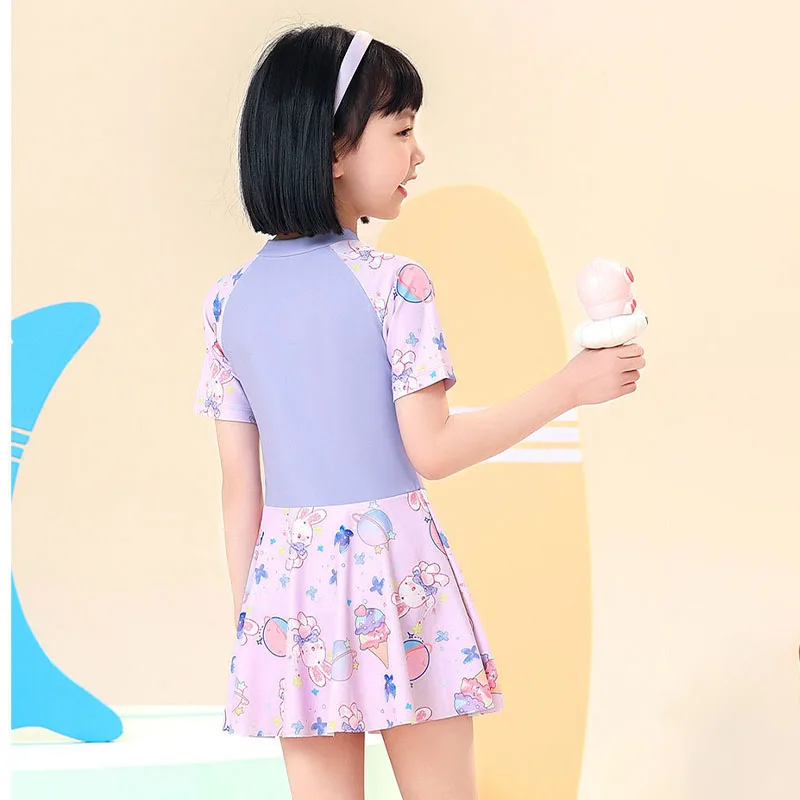 Kawaii Kuromi Maiô para Meninas, Saia Doce, Roupas de Férias Praia, Cartoon Kids Swimwear, Biquíni, Roupa Interior, Presente Secagem Rápida, Verão