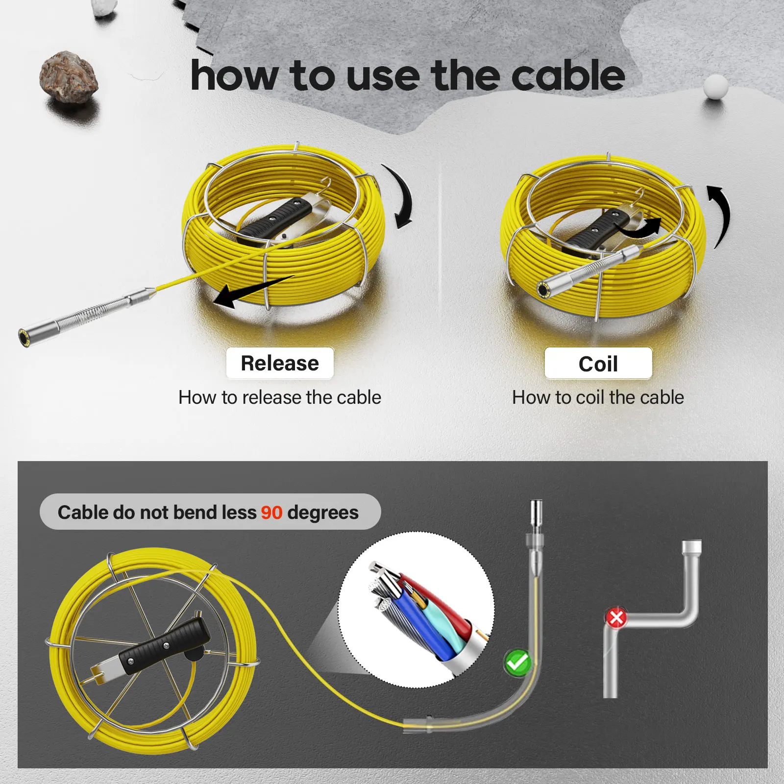 MAOTEWANG-Industrial Endoscope System, Monitor Pipe Inspection Camera,HD 1000TVL, Drain Sewer Pipeline, IP68, 7 in, 12PCs image 5